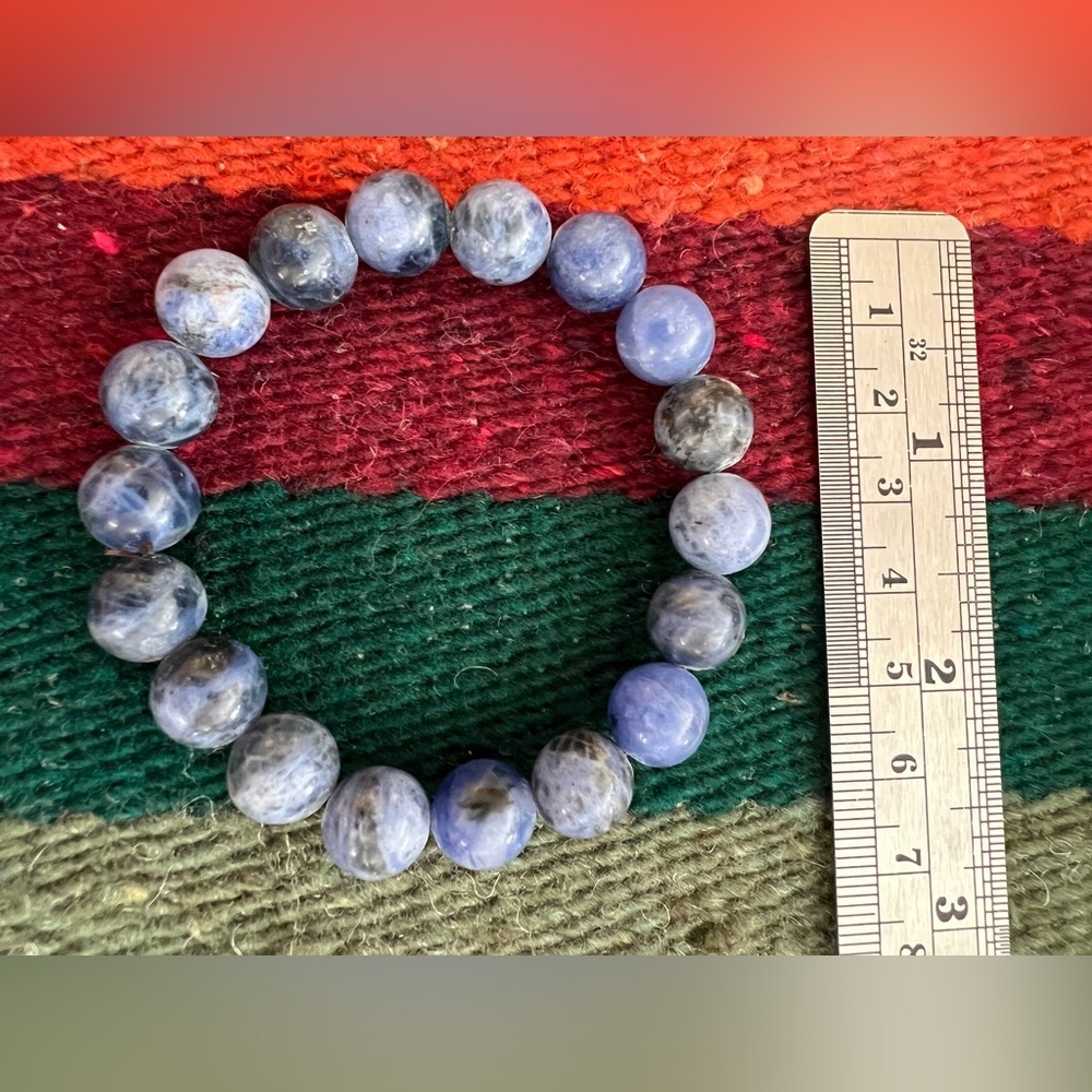 ❤️ 12mm Sodalite Gemstone Handcrafted Artisan Stretch Bracelet Southwestern - Picture 6 of 7